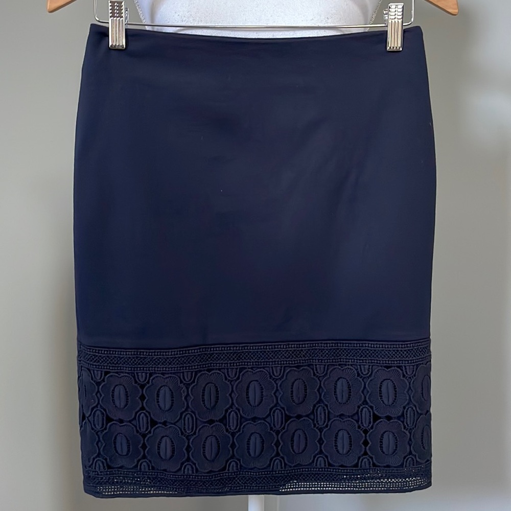 TALBOTS REFINED PONTE DARK BLUE PENCIL SKIRT